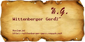 Wittenberger Gerő névjegykártya